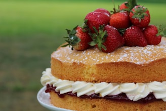 a cake with strawberries on top