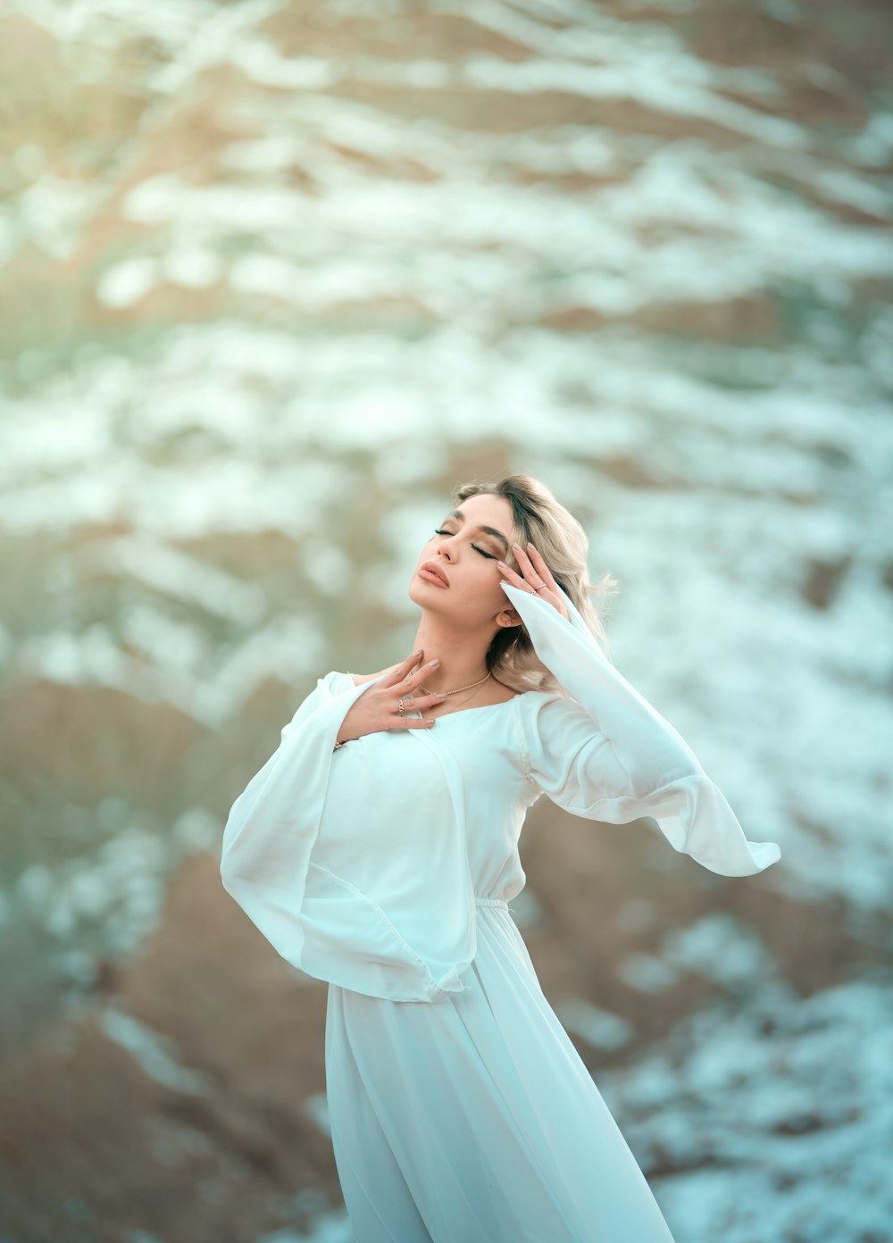 a woman in a white dress