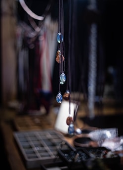 crystals hanging in a shop