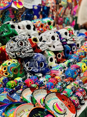 a group of colorfully decorated eggs