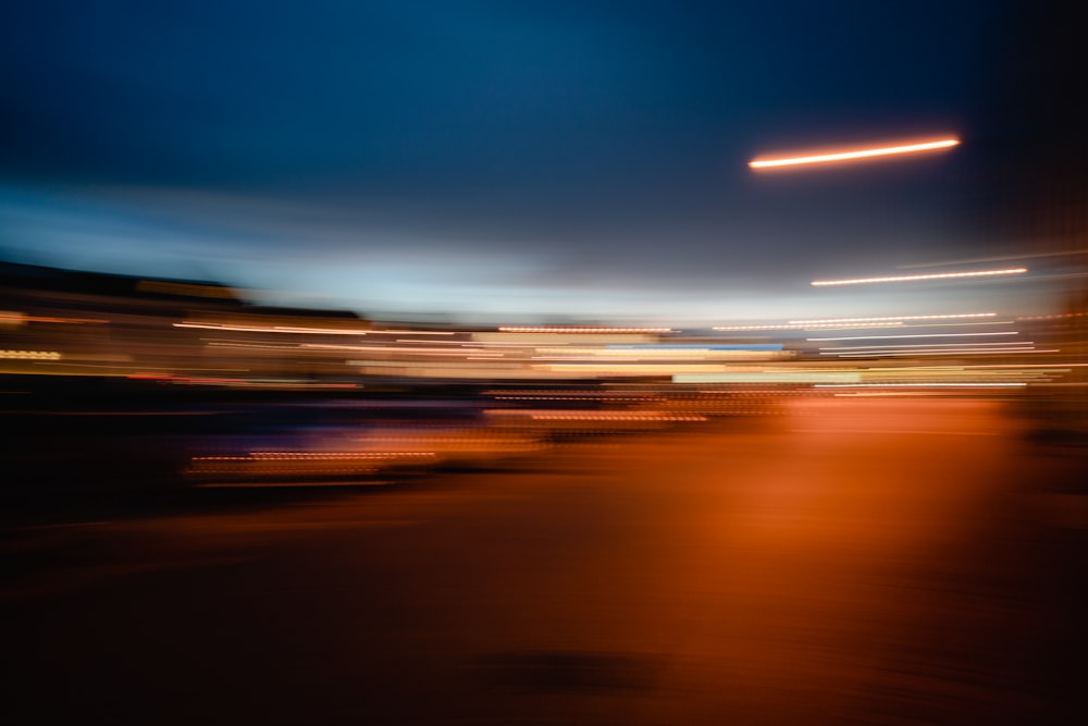 a blurry view of a city at night