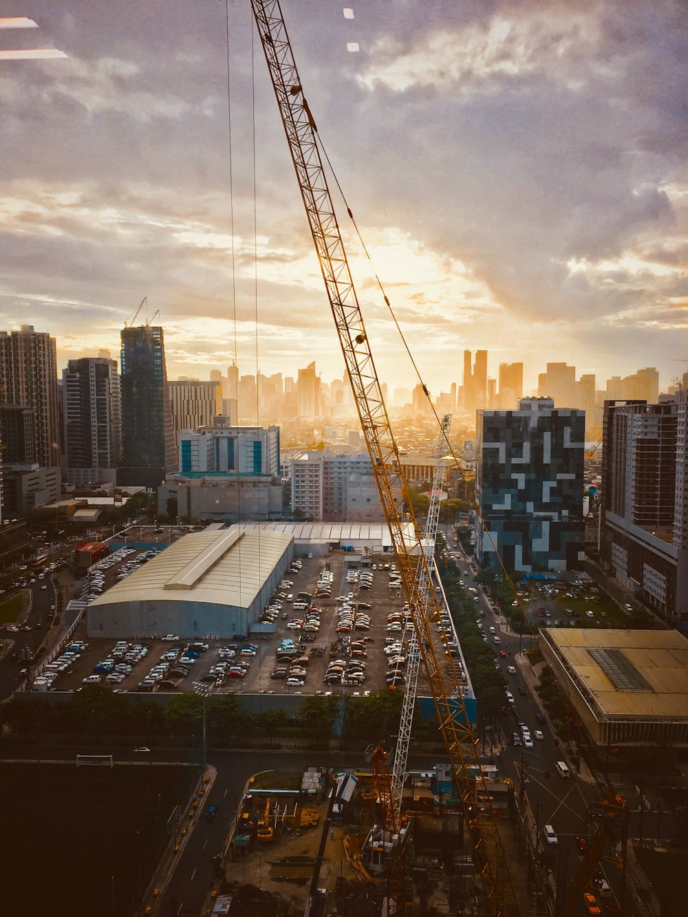 a crane in a city