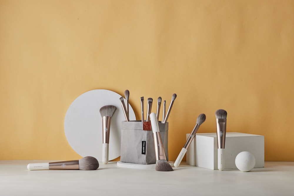 a table with utensils and a plate