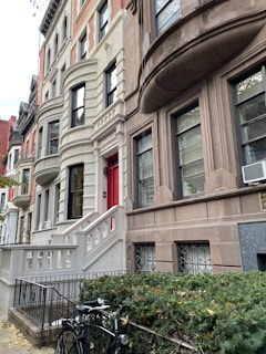 An elegant townhouse in a vibrant urban setting.