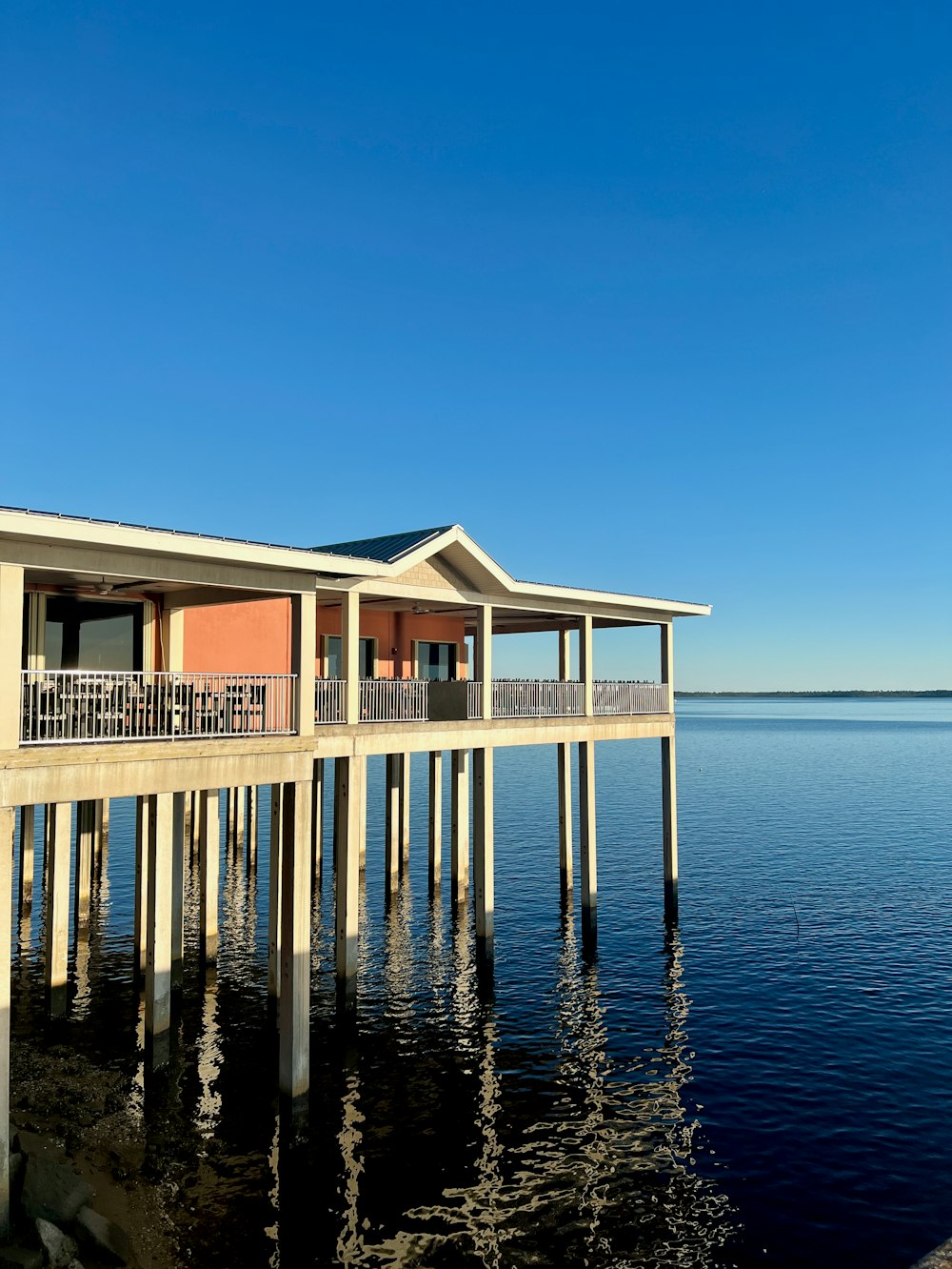 a house on a dock over water