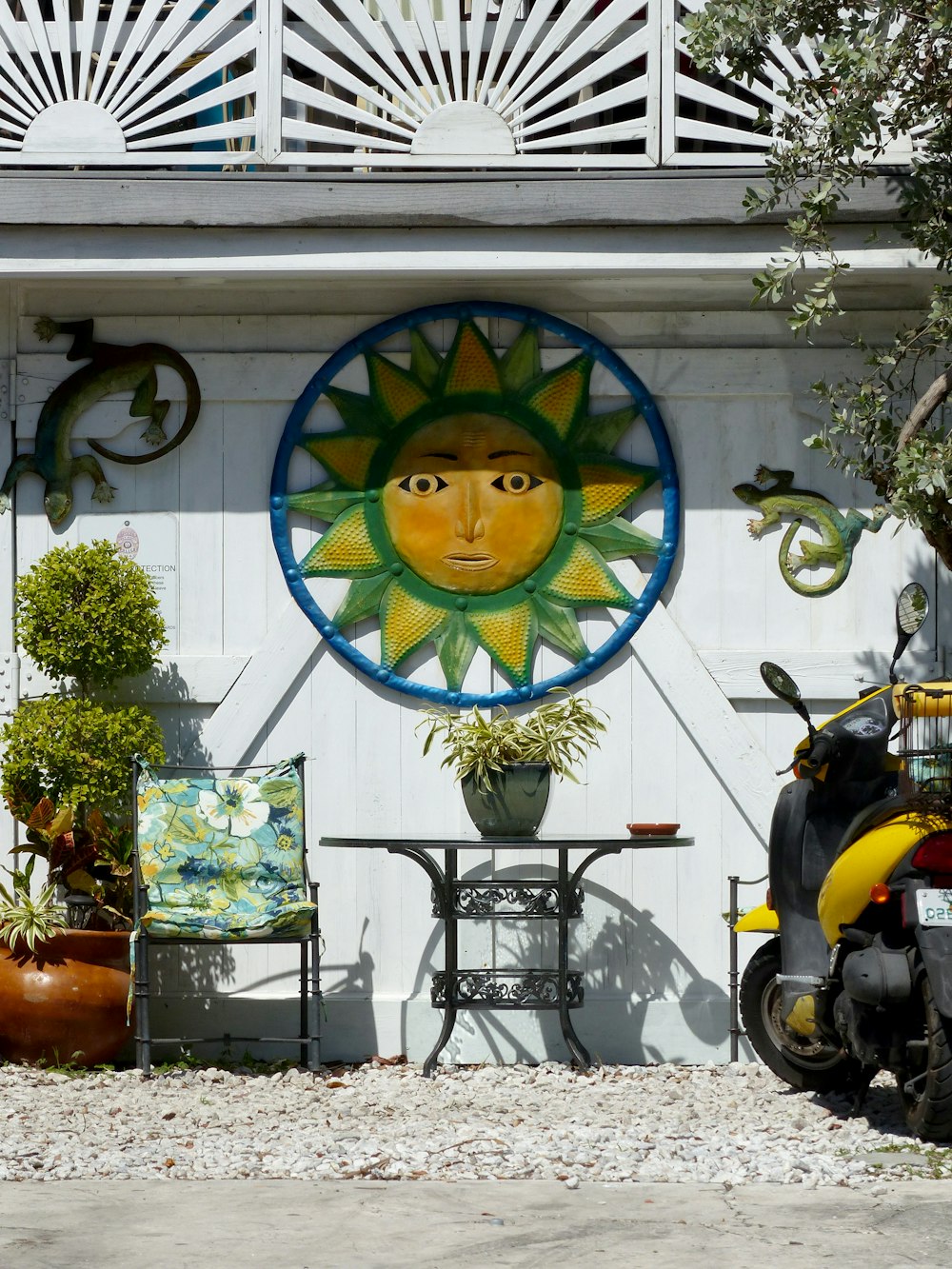 a wall with a mural of a person on it