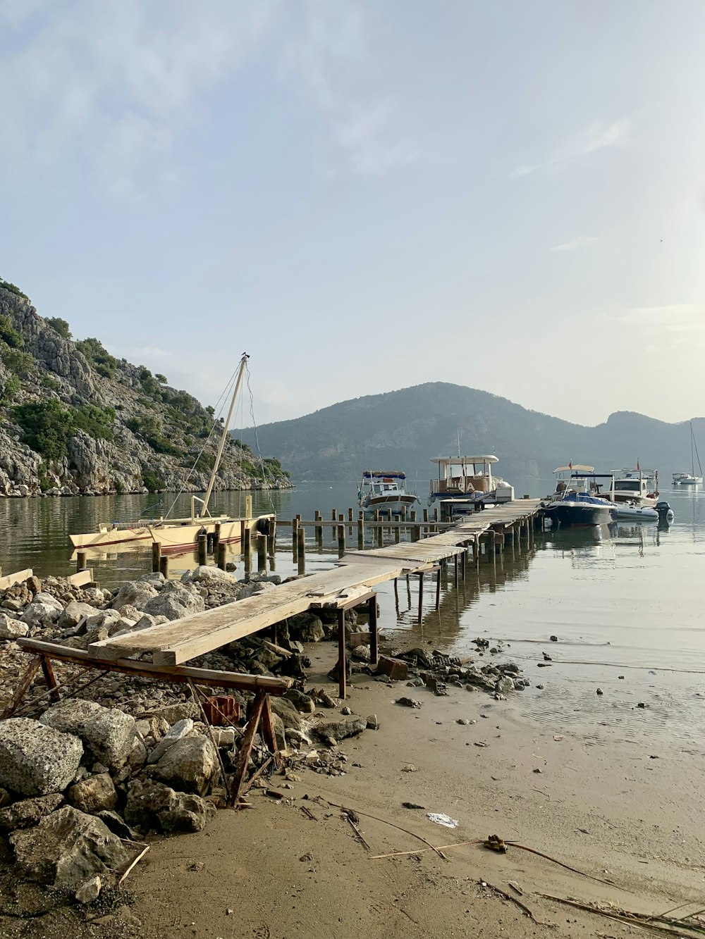 a dock with boats on it