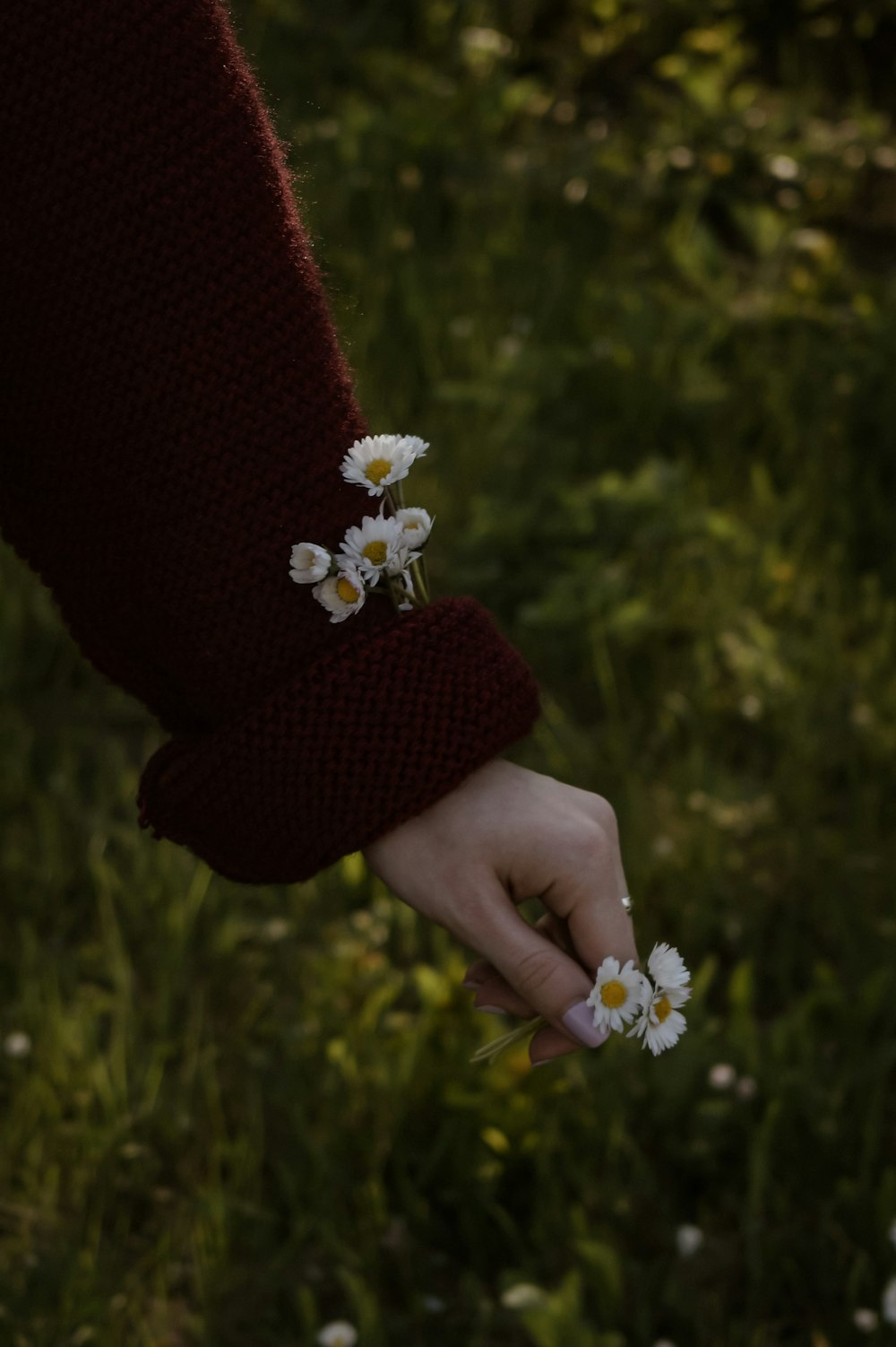 a person holding flowers