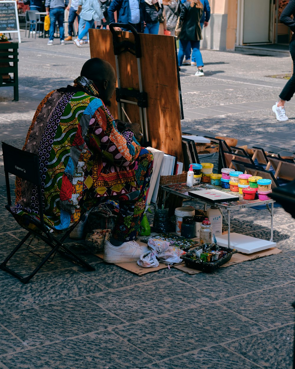 a person sitting on a chair