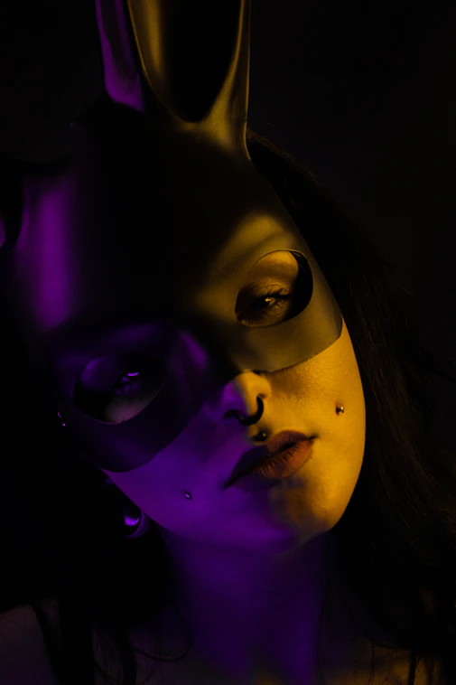 a person with purple eyes