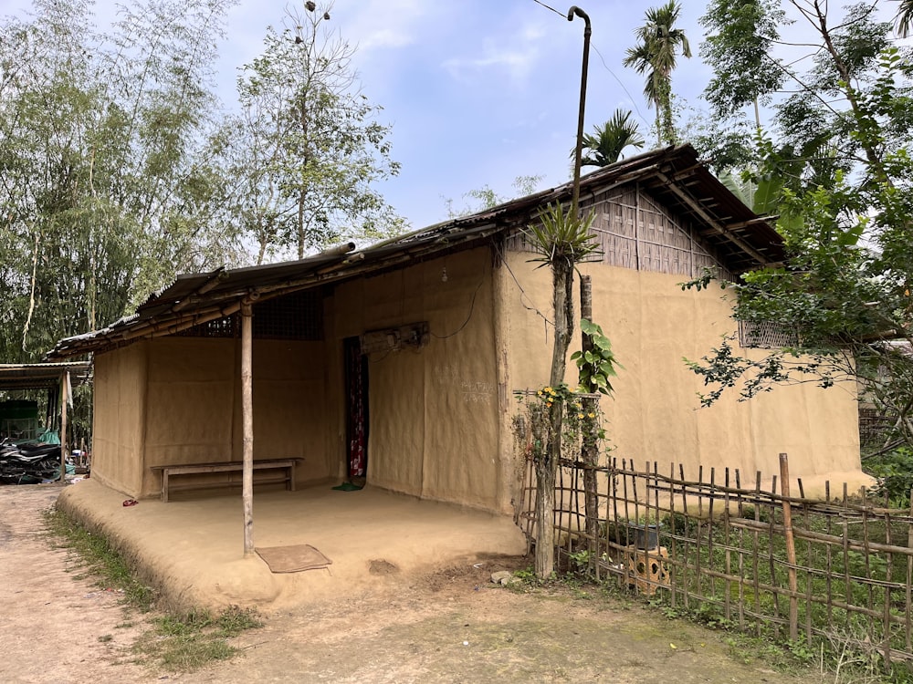 a house with a fence around it