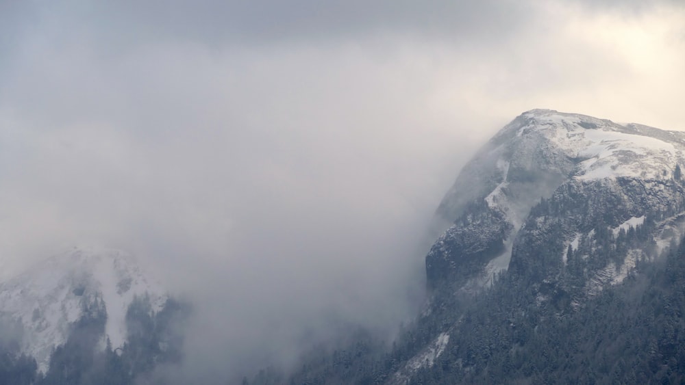 a mountain with snow