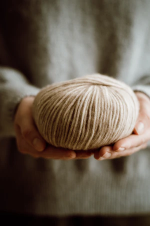 Skeins of naturally dyed yarn in earthy golden tones