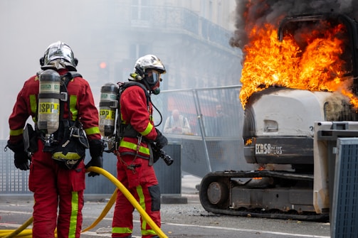firemen putting out a fire