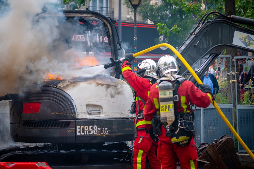 firemen putting out a fire