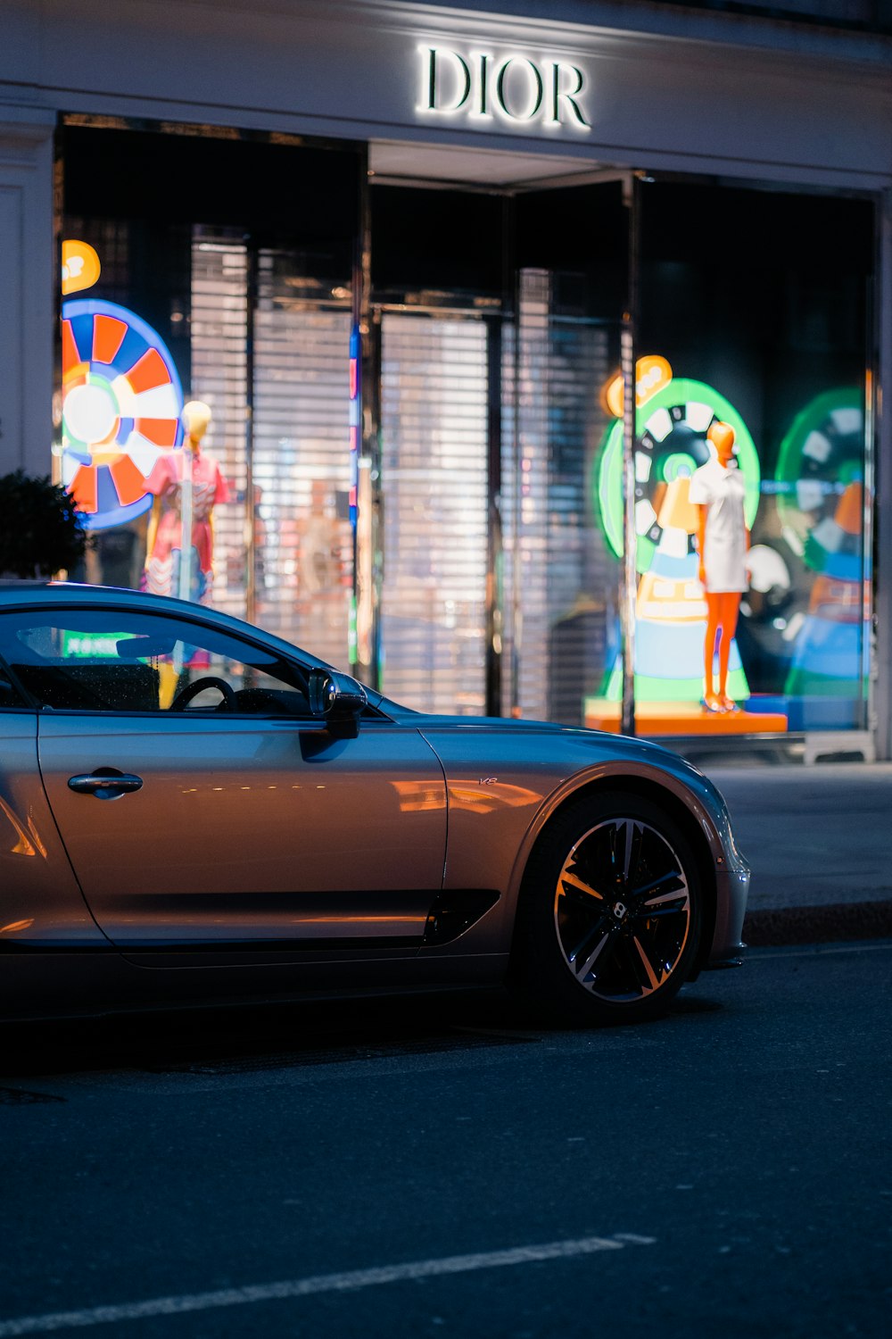 a car parked outside a store