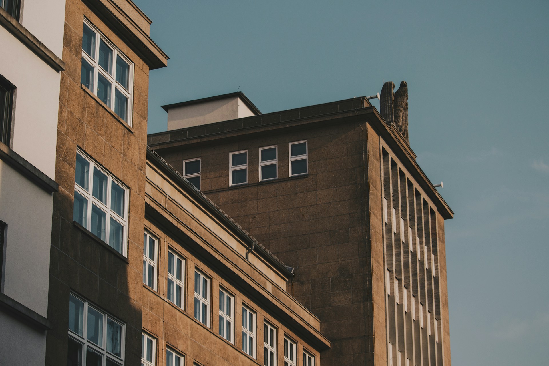 a building with a blue sky