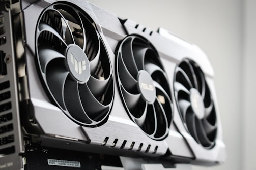 Close-up of mining hardware with custom cooling solutions.