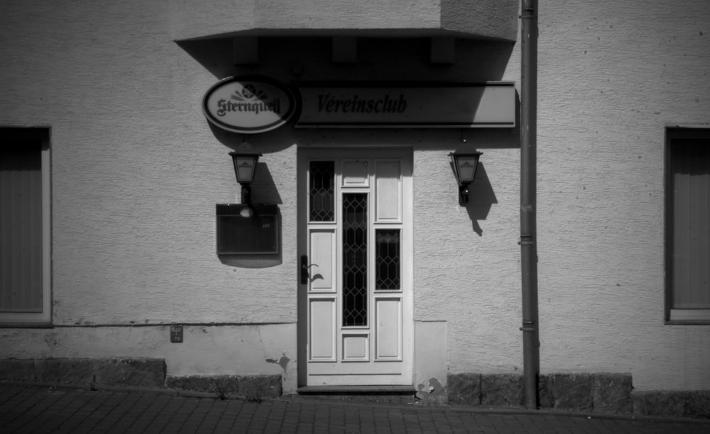 a building with a sign above the door