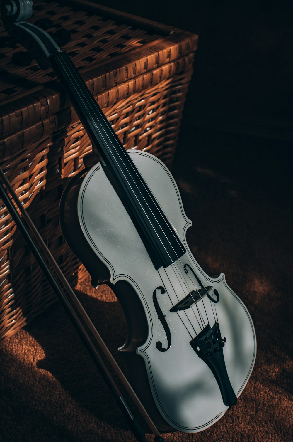 a white and black guitar