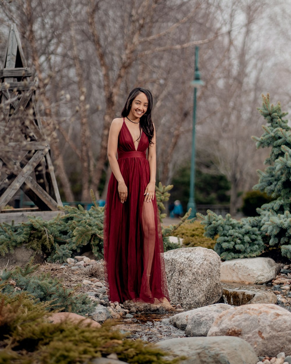 a person in a red dress