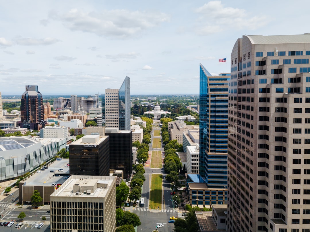 a city with tall buildings,
