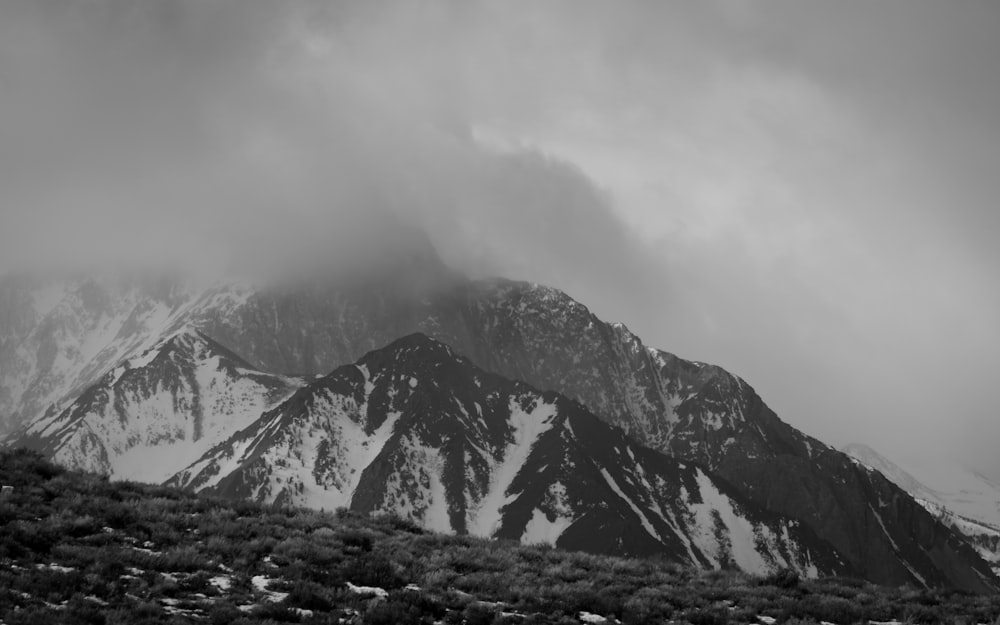 a mountain with snow