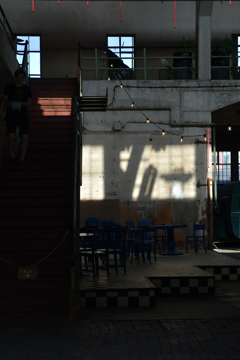 a person standing on a balcony