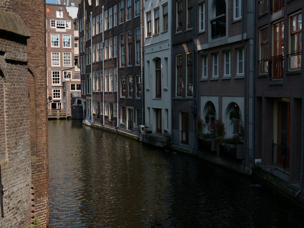 a canal between buildings