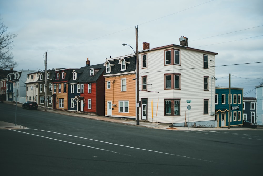 a row of houses on a street