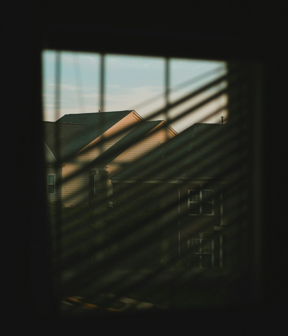 a view of a building through a window