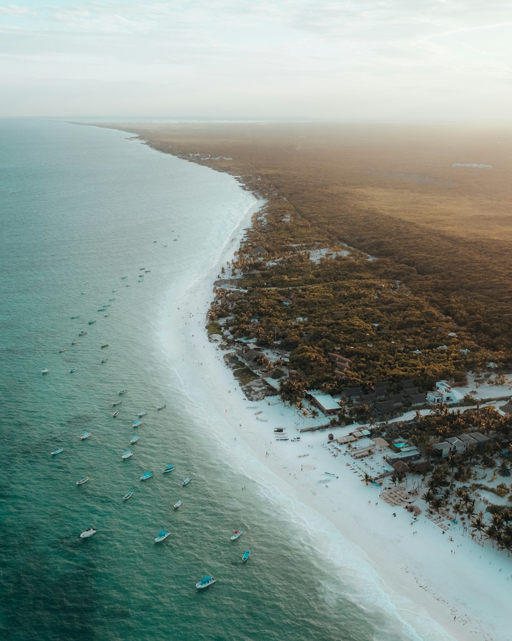 a beach with many people