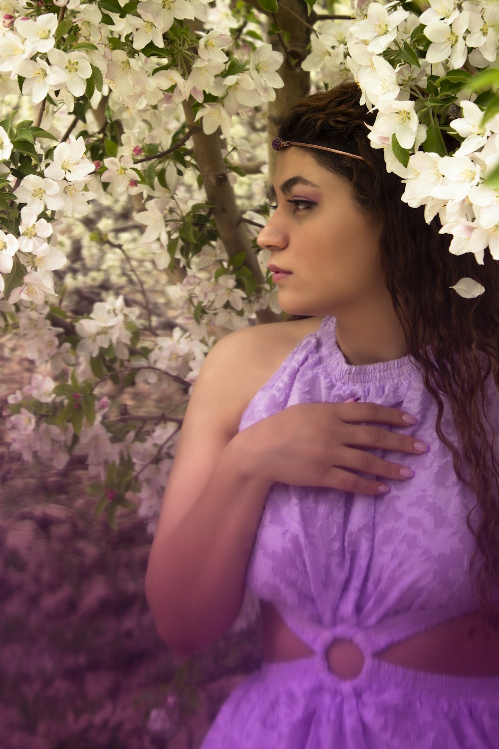 a person in a purple dress