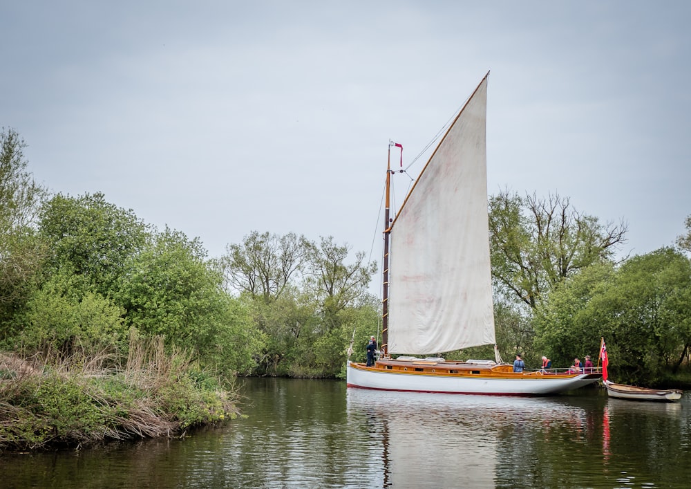 a boat on the water with The Broads in the background