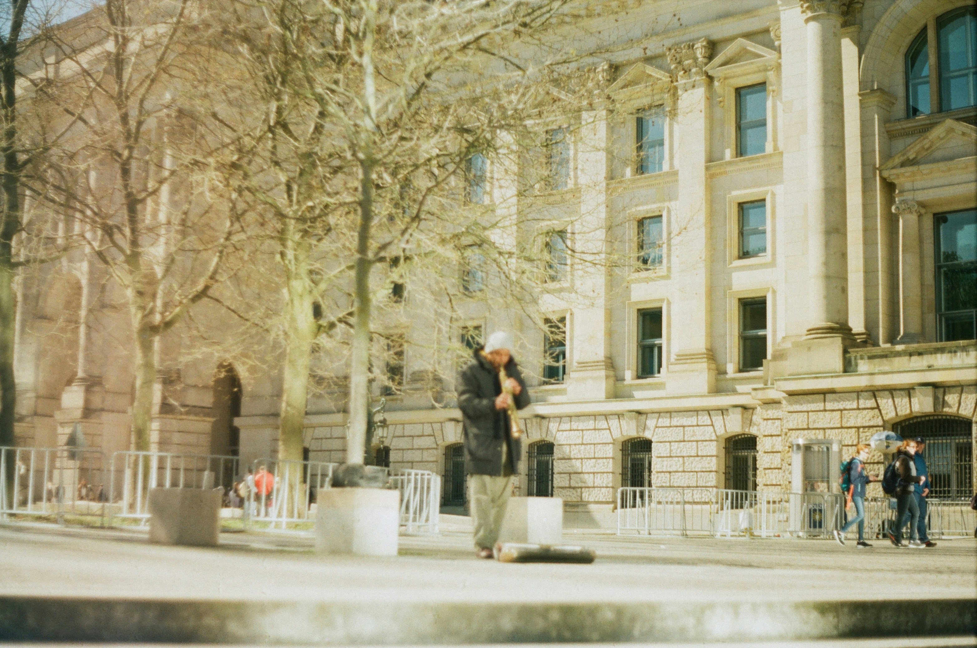 a person standing in front of a building