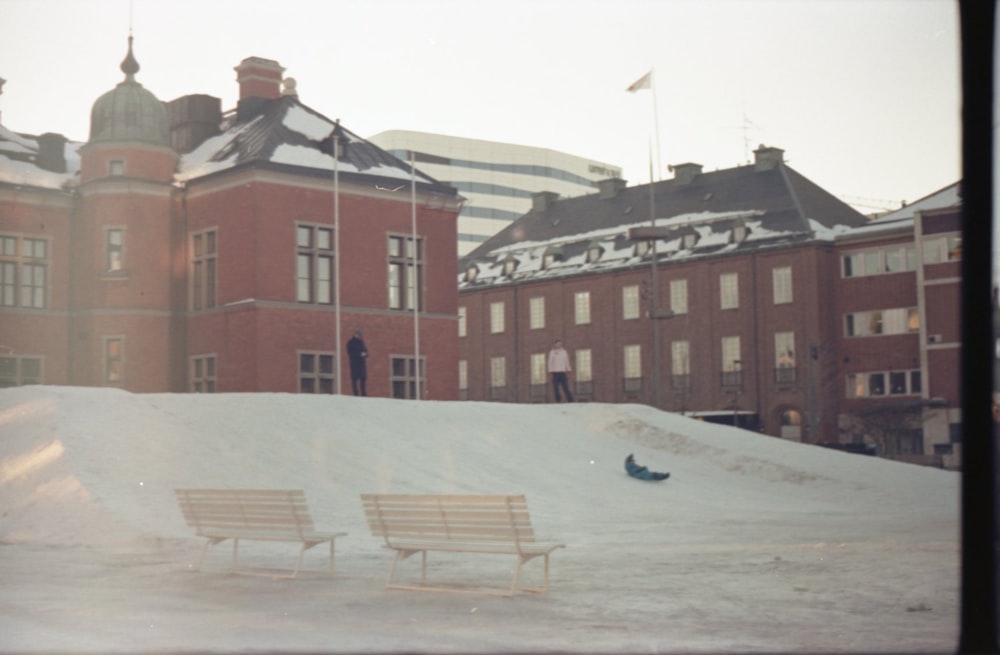 a building with a flag on top