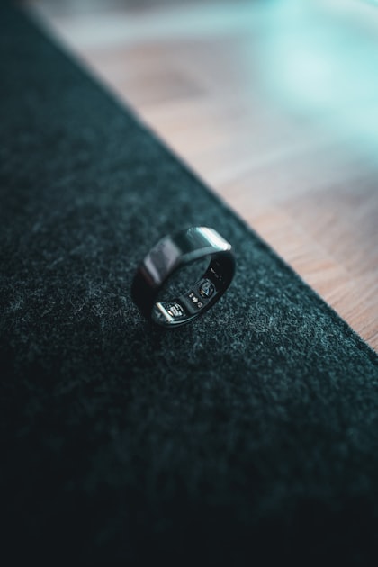 Close-up of a smart ring health tracker