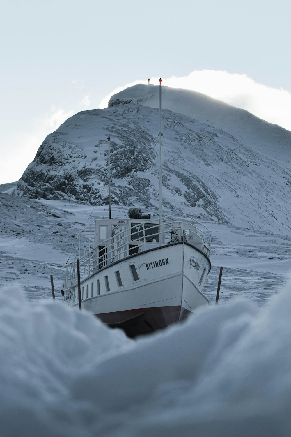 a boat in the snow