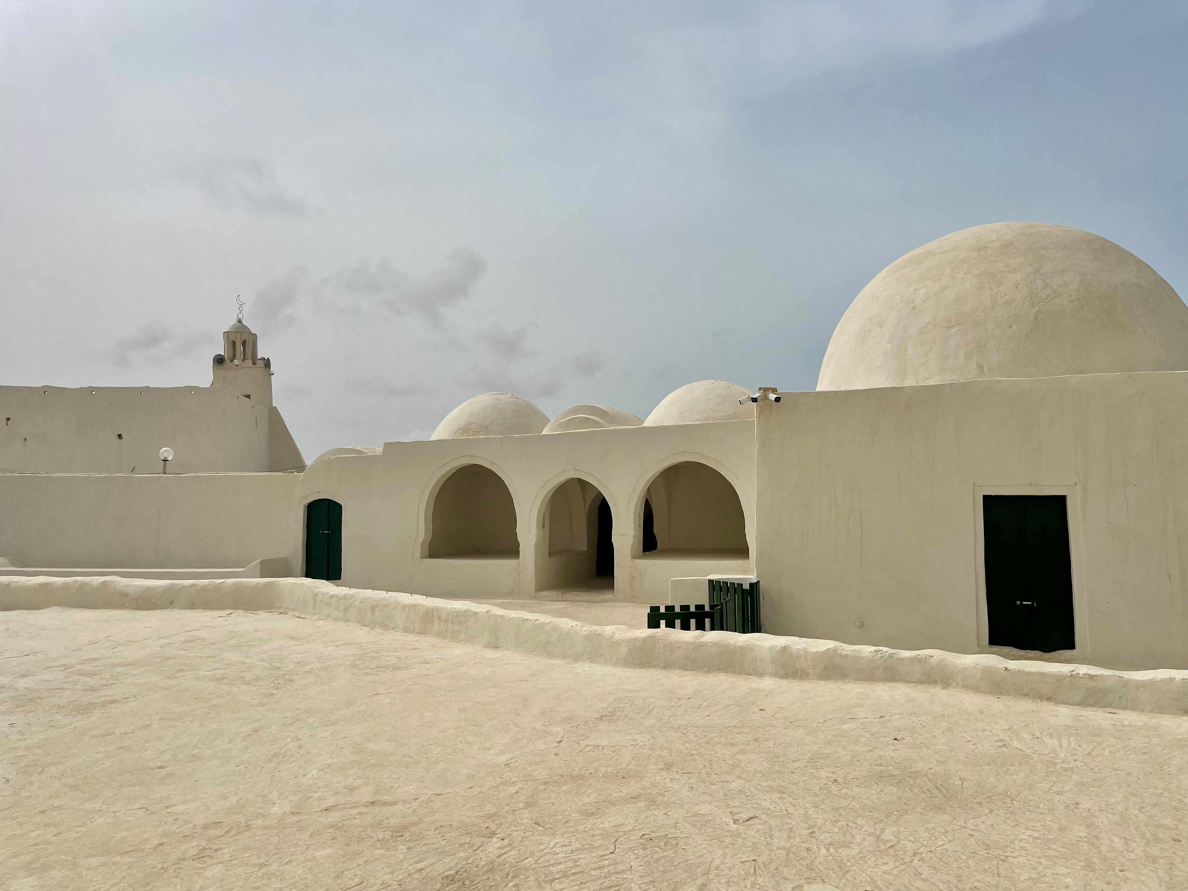 a group of white buildings