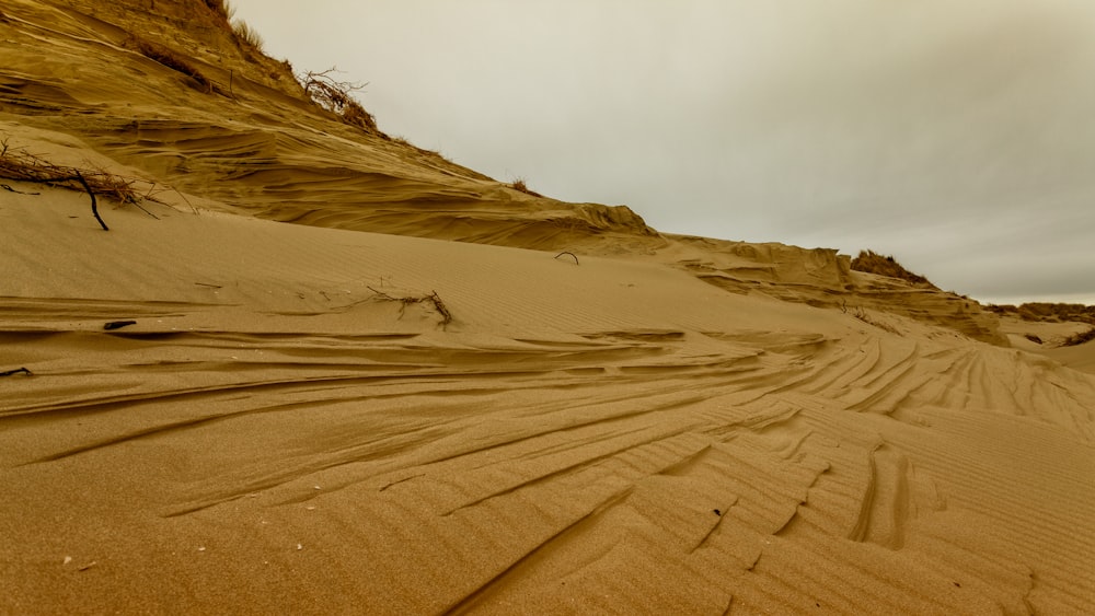 a sandy desert with a few people