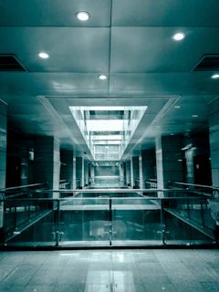 a large building with glass walls