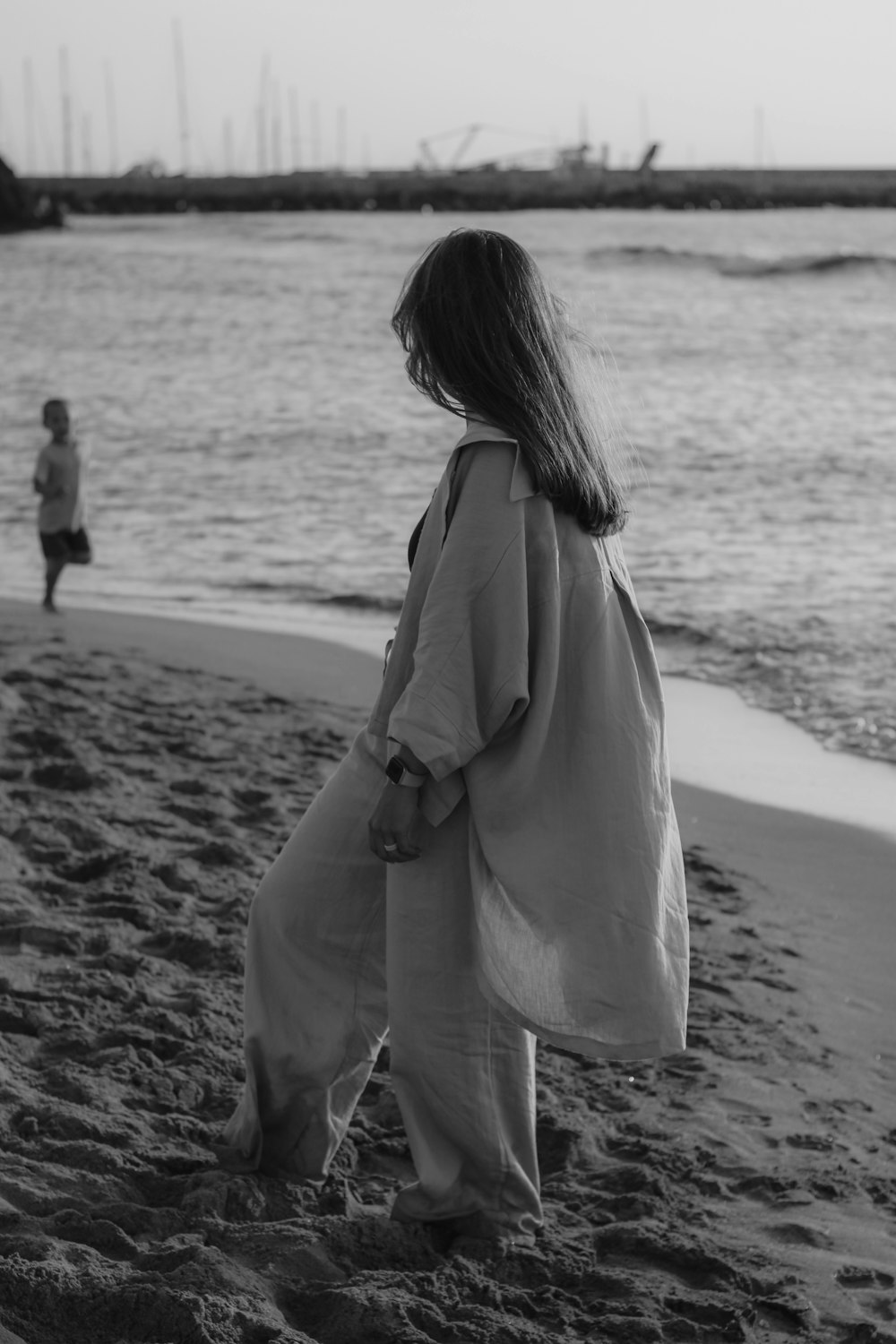 a person standing on a beach