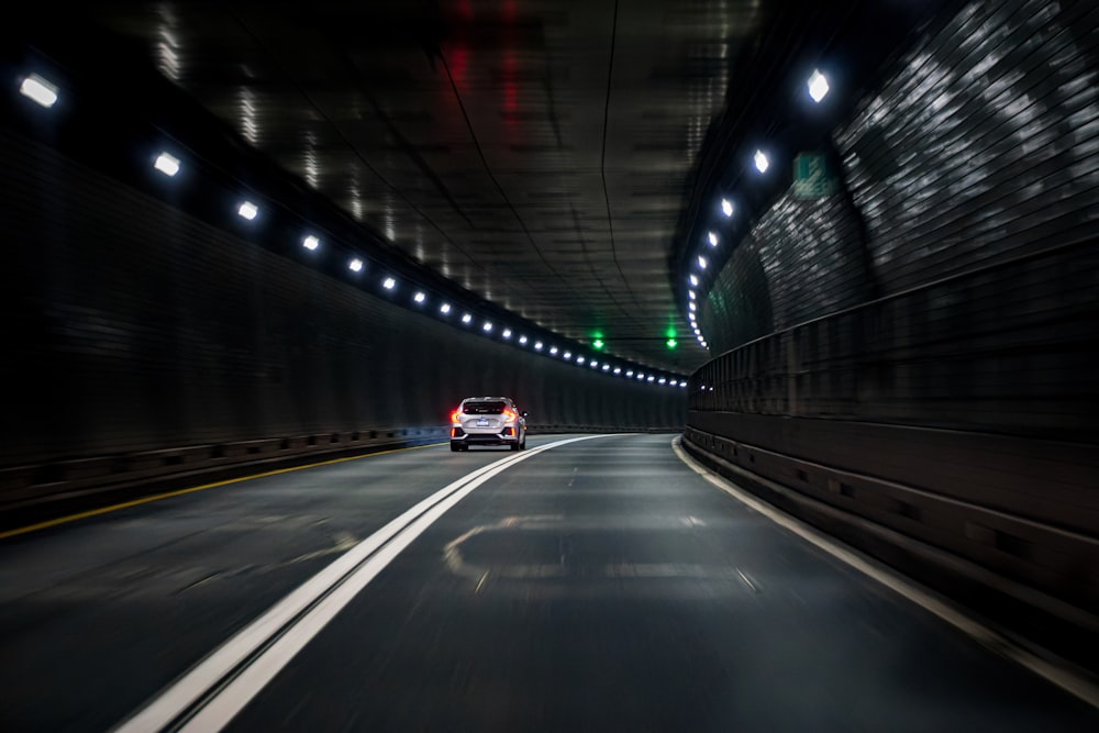 a car driving on a road