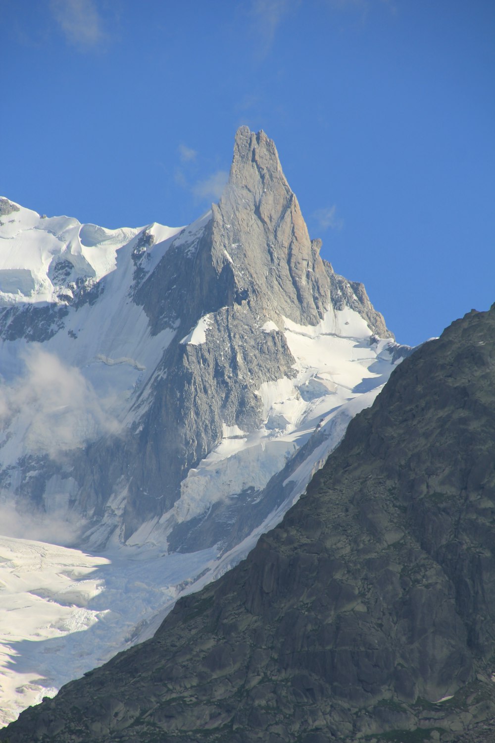 a mountain with snow