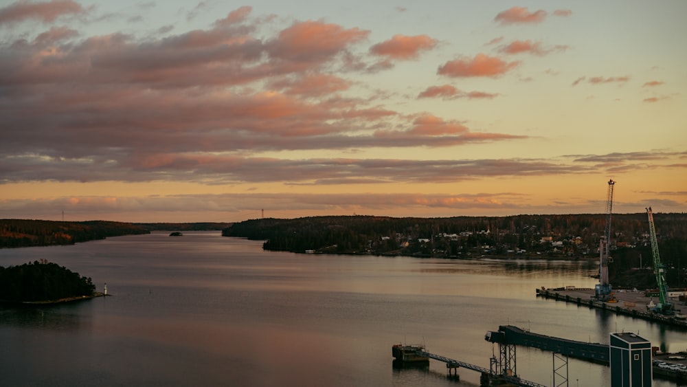 a sunset over a body of water