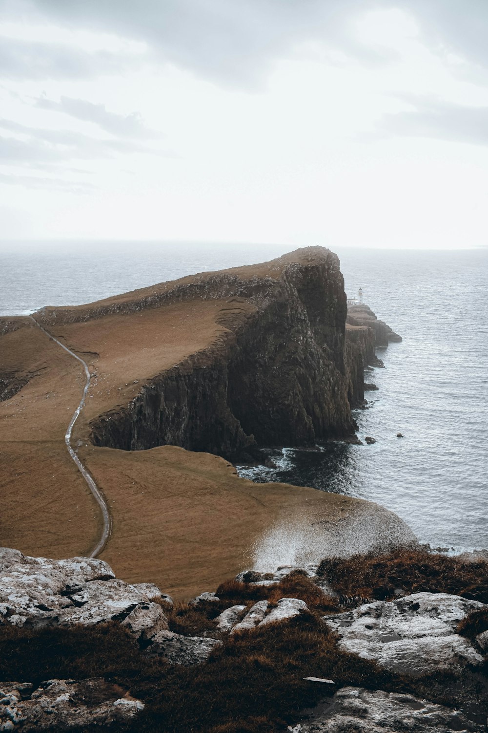 a cliff next to the ocean