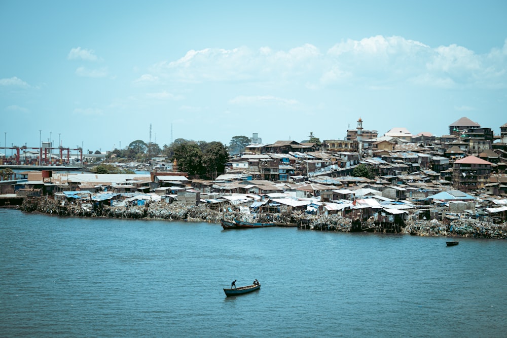 a body of water with buildings along it