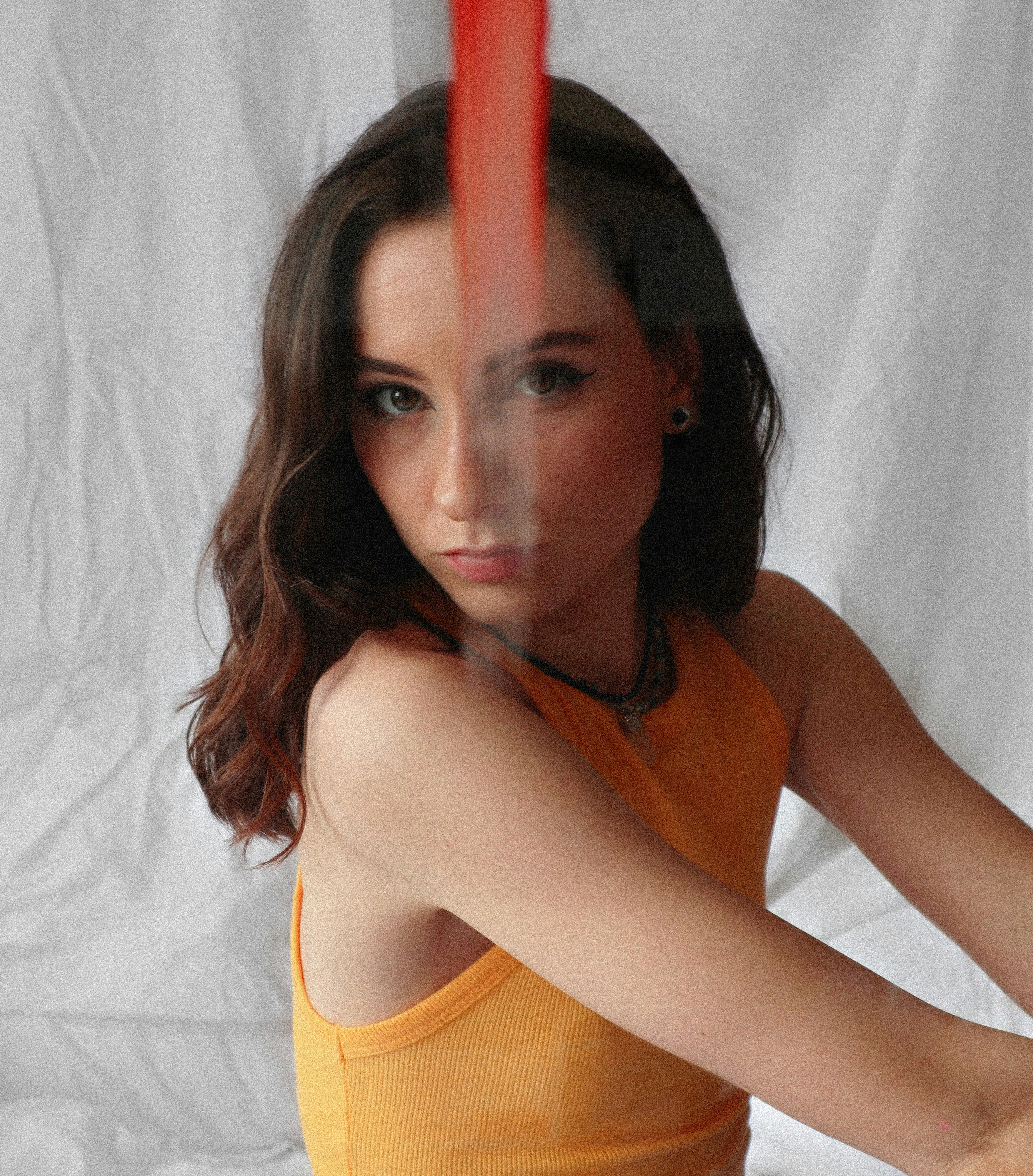 a person with a tube in the mouth