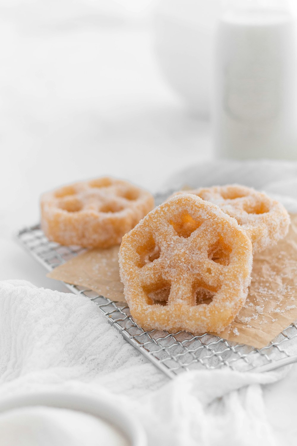 a group of pastries on a napkin