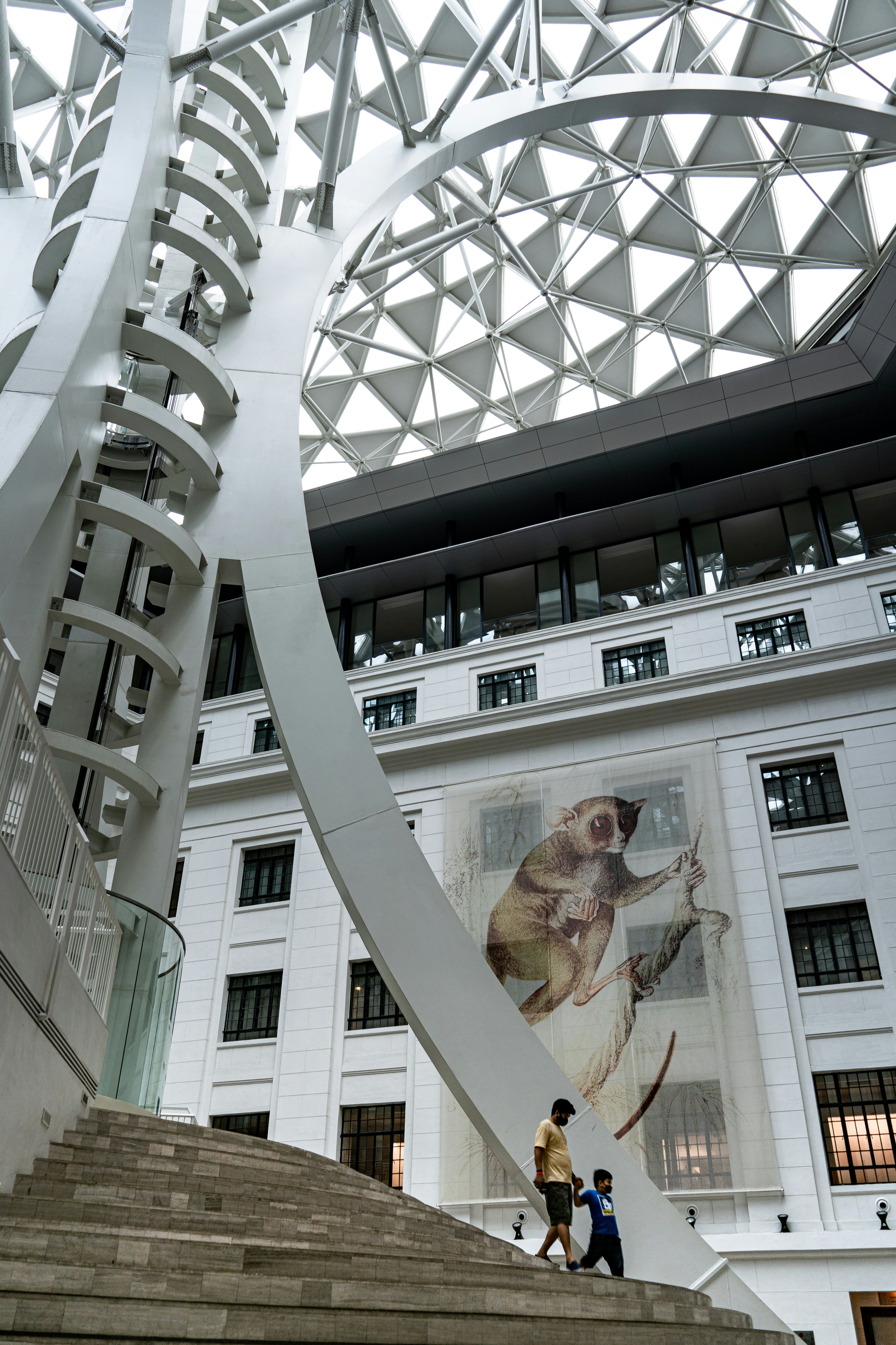 Un grand bâtiment avec un grand plafond de verre
